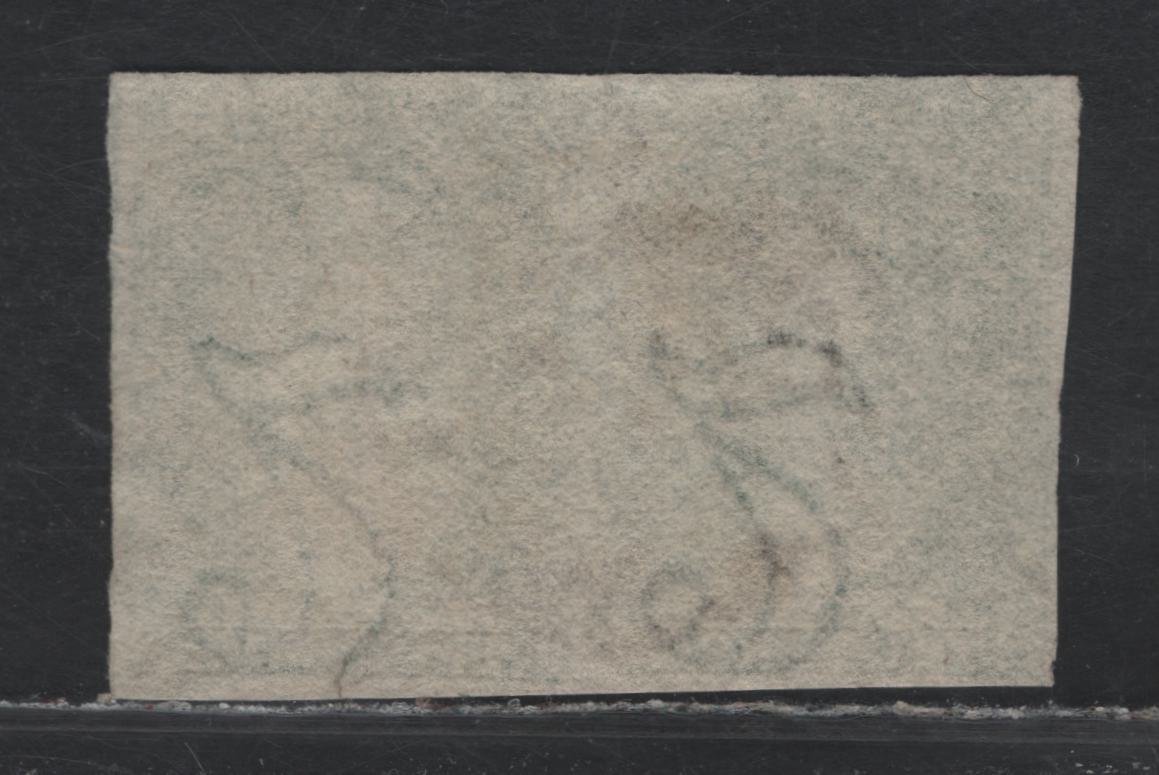 Lot 335 Australia - Tasmania SG#33 2d Deep Green , 1857-1867 Chalon Head Issue, A Very Good Used Pair, Doubled Lined 2 Inverted Wmk, Moderate Grid Cancel, Full Margins On 3 Sides To Jumbo Showing Adjoining Portion of Stamps At UR