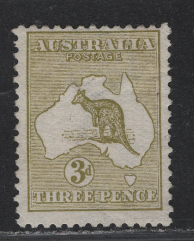Lot 361 Australia SG#5 3d Olive , 1913-1914 Kangaroo Issue, A Fine Regummed Single, Die 1, First Wmk (Wide Crown Over A)