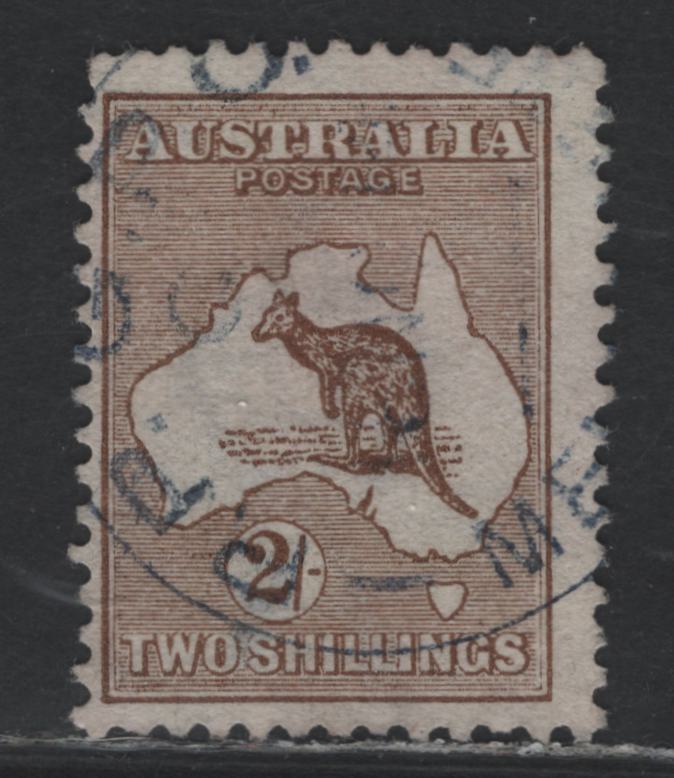 Lot 363 Australia SG#12 2/- Brown , 1913-1914 Kangaroo Issue, A Fine Used Single, Die 2, First Wmk (Wide Crown Over A)