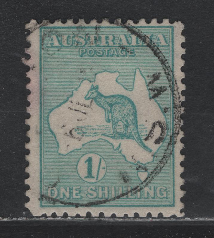 Lot 367 Australia SG#28 1/- Blue Green , 1915 Kangaroo & Map Issue, A Very Fine Used Single, 2nd Wmk, Well Centered For This Issue, Relatively Light But Indistinct CDS Cancel.