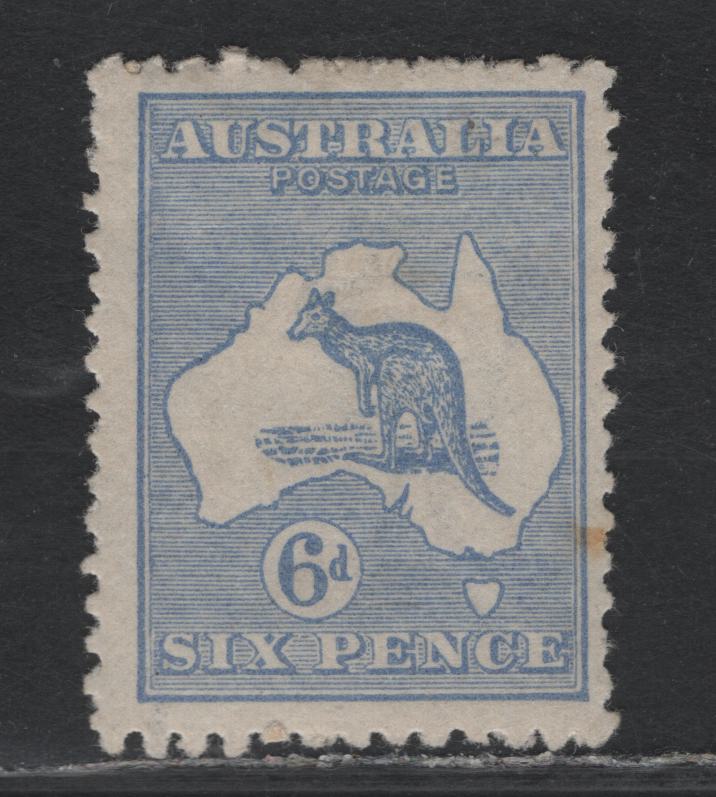 Lot 371 Australia SG#38 6d Ultramarine , 1915-1927 Kangaroo & Map Issue, A FOG Single, Die 2, Third Wmk (Narrow Crown Over A), Small Gum Spot On Lower Right Margin.
