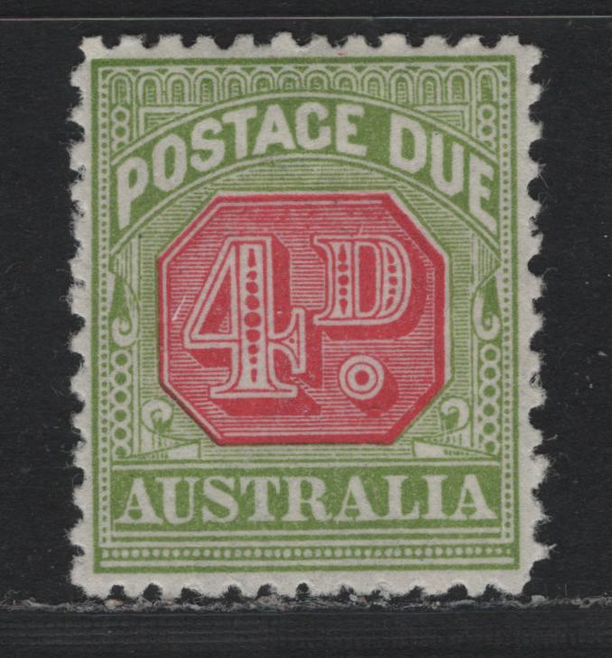 Lot 380 Australia SG#D98 4d Carmine & Yellow Green , 1922-1930 Postage Dues, A VFOG Single, Crown over A Wmk, Perf 11