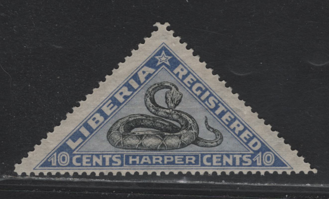 Lot 396 Liberia SC#F22 10c Ultramarine & Black , 1921 Gabon Viper Registration Issue, A FOG Single