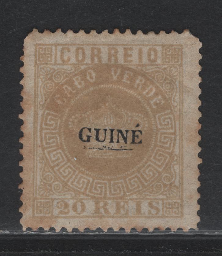 Lot 400 Portuguese Guinea SC#2 20r Bistre , 1881 Portuguese Crown Issue, A VGOG Single, Signed Example Of This Rare Classic, Short Upper Perfs and Extensive Toning