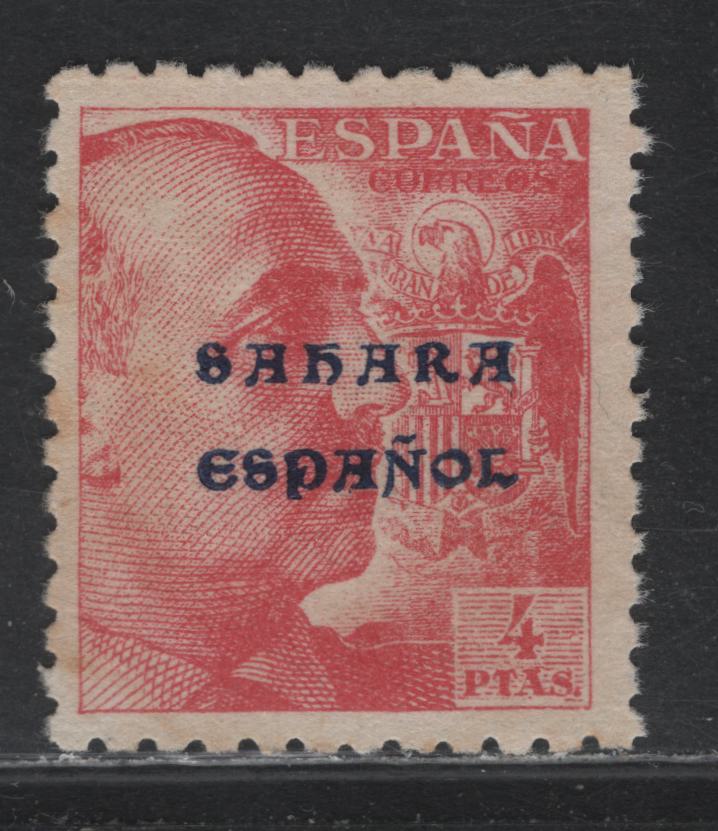 Lot 401 Spanish Sahara SC#49 4p Dull Rose , 1941-1946 Overprinted Franco Issue, A Fine Unused Single, Looks Genuine, But I Am Not An Expert On This Issue