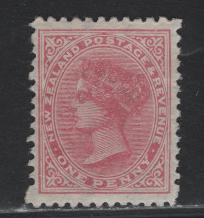 Lot 320 New Zealand SG#187 1d Rose , 1882-1886 Second Sideface Issue, A Very Fine Unused Single, Die 1, Horizontal Wove Paper, Comb Perf 12x11.5, Lovely Centering, No Gum Mint Example Of This Early Printing.
