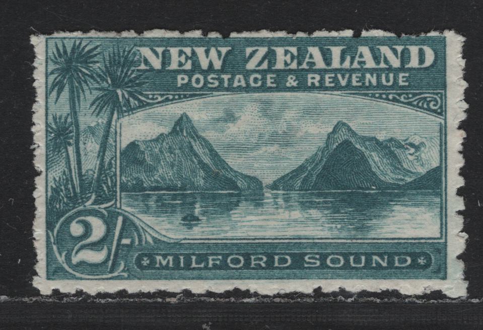 Lot 331 New Zealand SG#316a 2/- Blue Green , 1902-1907 Pictorial Issue, A FOG Single, Star & NZ Wmk, Perf 11