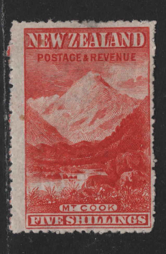 Lot 332 New Zealand SG#329a 5/- Deep Red , 1902-1907 Pictorial Issue, A FOG Single, Star & NZ Wmk Upright, Perf 14