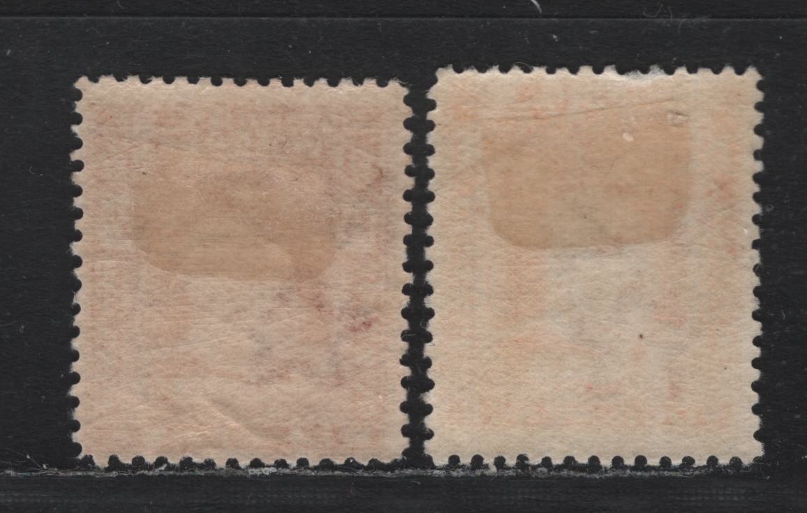 Lot 340 New Zealand SG#390, 398 4d - 6d Orange-Red - Carmine , 1909-1916 King Edward VII Issue, 2 FOG Singles, Comb Perf 14x14.5 & Line Perf 14