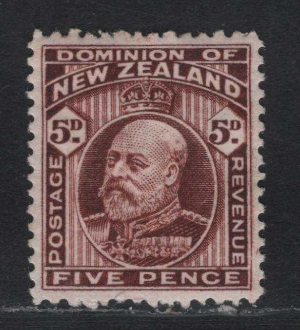 Lot 341 New Zealand SG#397a 5d Red Brown , 1909-1916 King Edward VII Issue, A VFOG Single, Line Perf 14