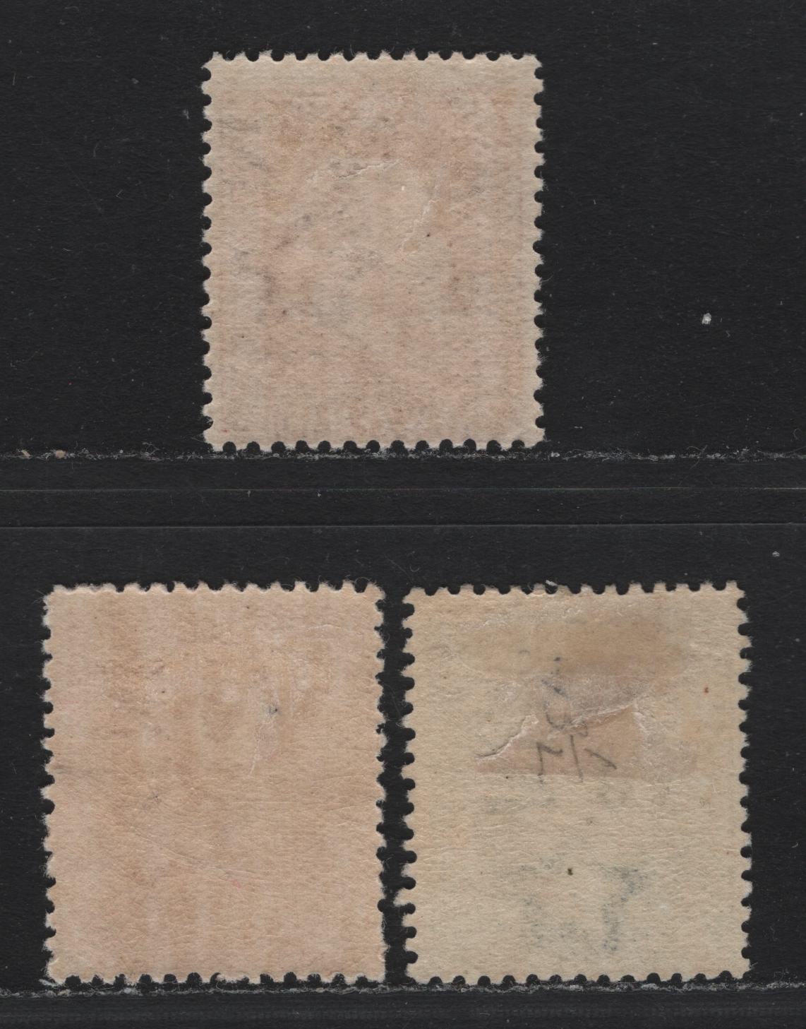 Lot 345 New Zealand SG#424-426 5d - 7.5d Light Blue - Red Brown , 1915-1930 Perkins Bacon KGV Engraved Sideface Issue, 3 FOG Singles, Comb Perf 14x13.5