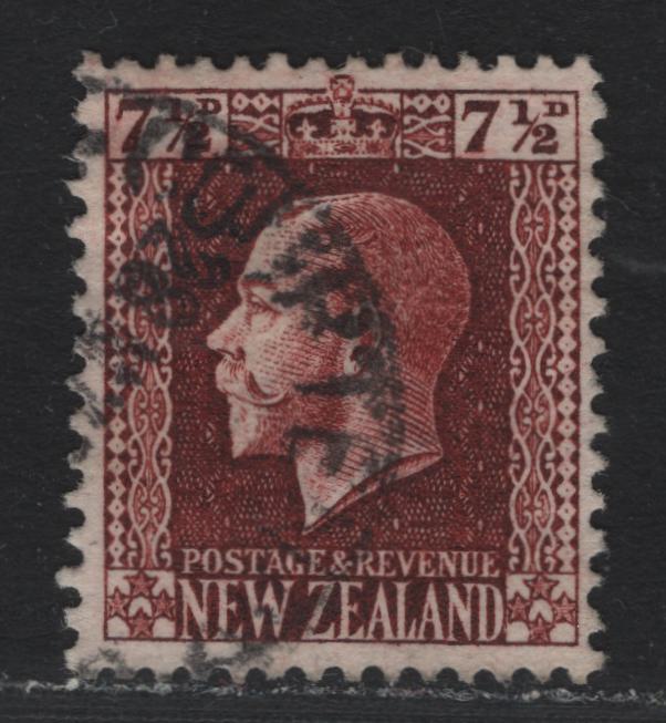 Lot 346 New Zealand SG#426 7.5d Red Brown , 1915-1930 Perkins Bacon KGV Engraved Sideface Issue, A Very Fine Used Single, Comb Perf 14x13.5