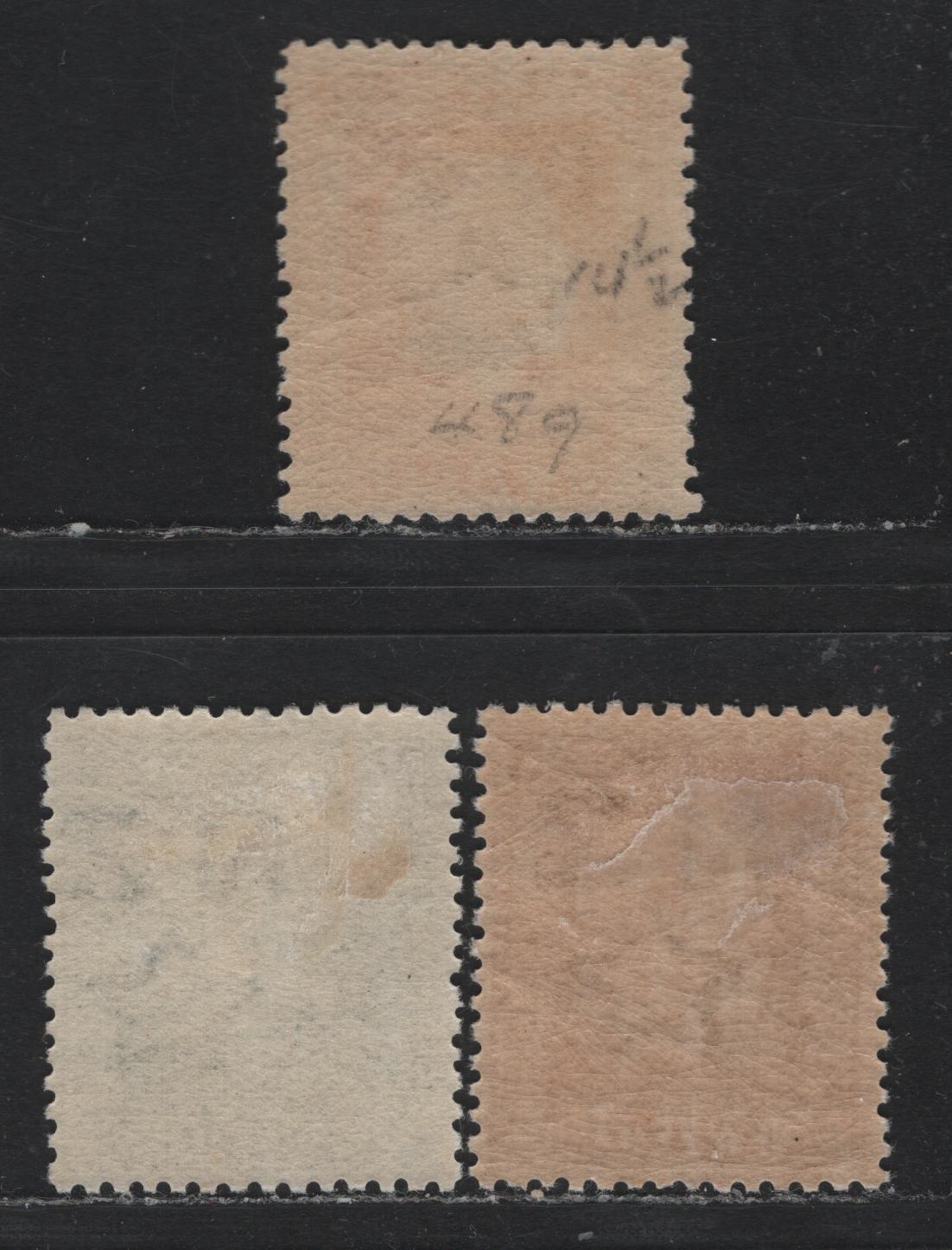 Lot 349 New Zealand SG#418a, 419a, 420b 2d - 3d Yellow - Chocolate , 1915-1930 Perkins Bacon KGV Engraved Sideface Issue, 3 FOG Singles, Perf 14x14.5