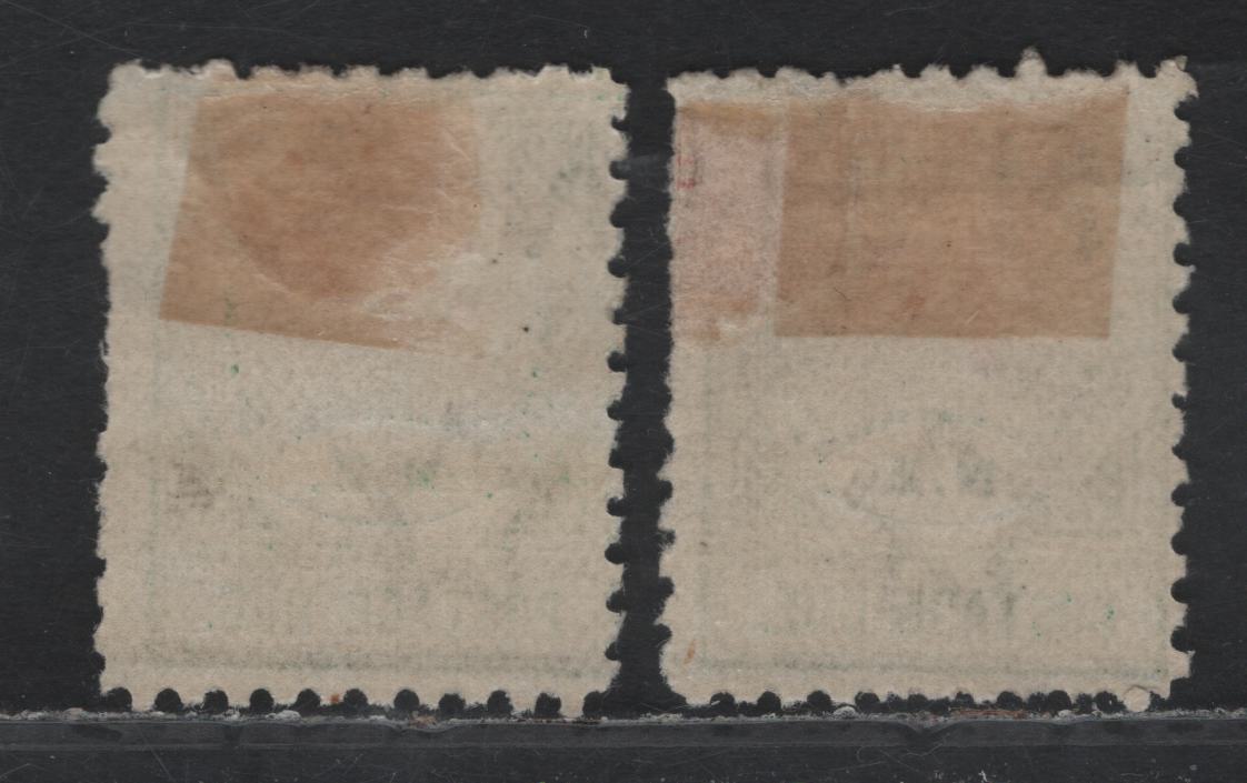 Lot 372 New Zealand SG#D10, D12 1d & 3d Vermillion & Green , 1899-1900 Postage Due Issue, 2 G/VGOG Singles, Type 2, Circle of 13 Ornaments & 15 Dots over NZ, Large D, Both Have Several Short Perfs.