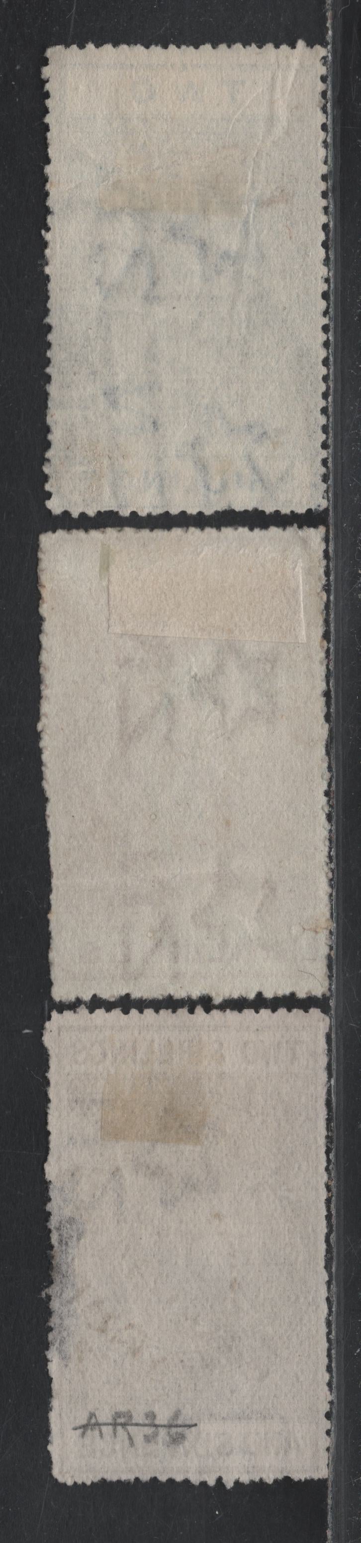 Lot 389 New Zealand (C) SG#F91, F111, F120 2/6d - 10/- Brown - Maroon , 1907-1921 Postal Fiscal Issue, 3 Good/Very Good/Fine Used Singles, Perf 14.5/14 On Unsurfaced & Chalky De La Rue Papers, 2/- & 10/- Have Fiscal Cancels