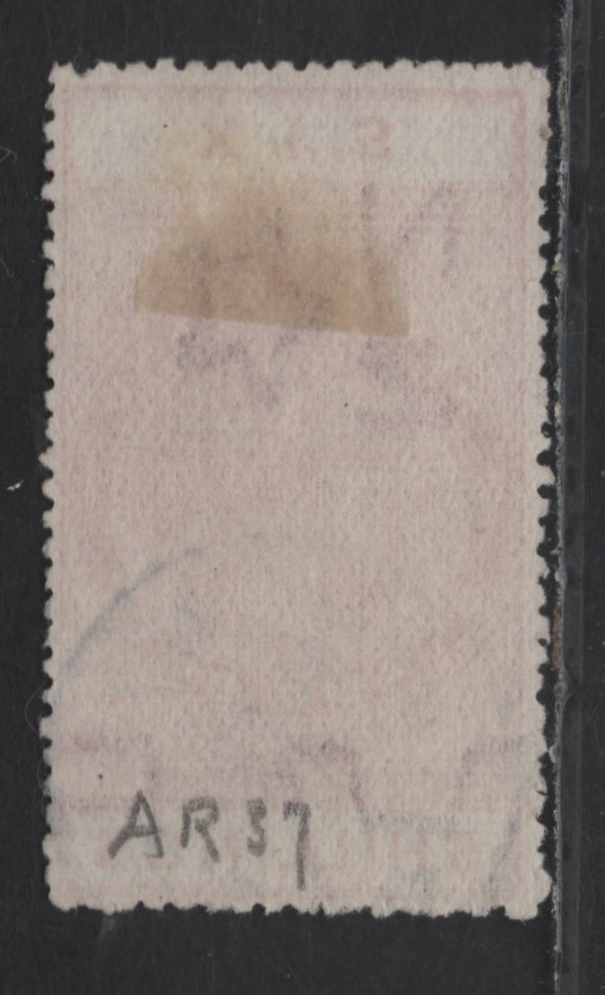 Lot 392 New Zealand (C) SG#F94 6/- Rose , 1907 Postal Fiscal Issue, A Very Fine Used Single, Unsurfaced Cowan Paper, Per 14.5x14, Postally Used With Invercargill CDS Cancel.
