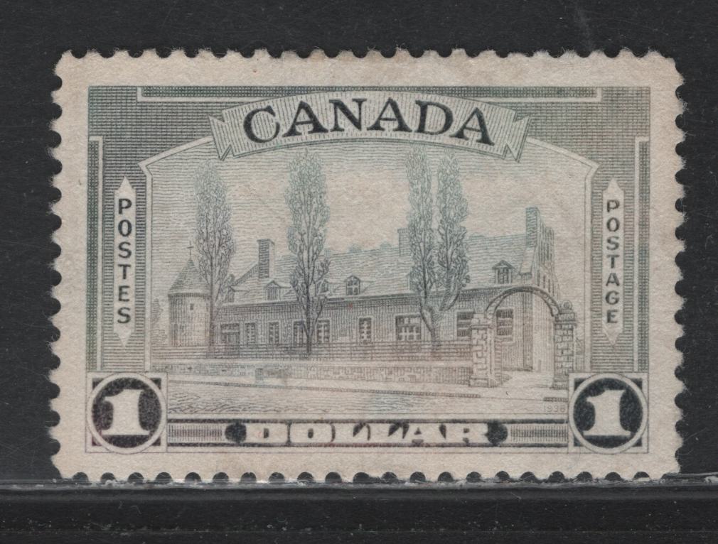 Lot 400 Canada (C) SC#245 $1 Gray Black , 1938 Pictorial Issue, A Very Fine Used Single, A Well Centered Lightly Cancelled Example Showing The Full 'Shop Window" Effect Of UV Light On The Color