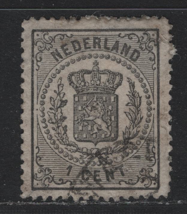 Lot 306 Netherlands SC#18 1c Black , 1869-1871 Arms Issue, A Very Fine Used Single, Line Perf 14