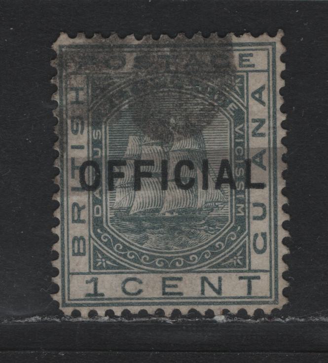 Lot 322 British Guiana (C) SG#O6 1c Slate , 1877 Official Overprint Issue, A Fine Used Single, Crown CC Wmk