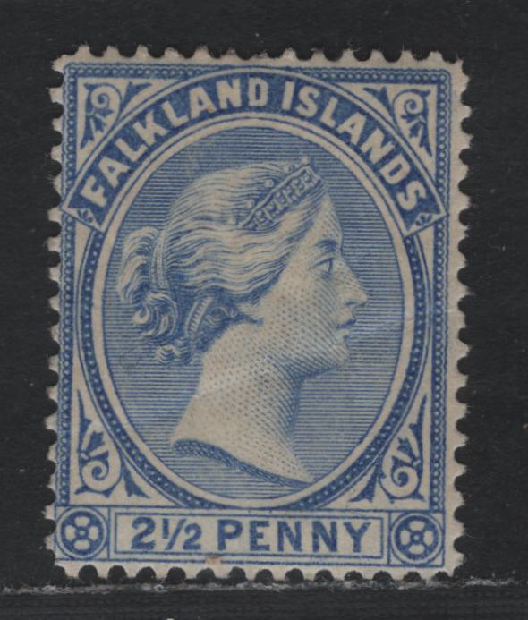 Lot 327 Falkland Islands (C) SG#27 2.5d Very Pale Chalky Ultramarine , 1891-1902 Bradbury-Wilkinson Engraved Sideface Issue, A FOG Single, Light Diagonal Gum Crease, Crown CA Wmk
