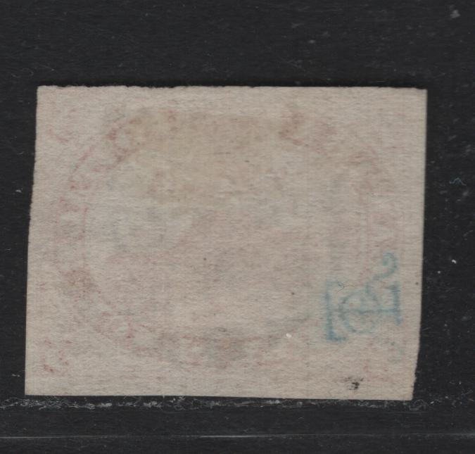 Lot 336 Canada #4c 3d Red , 1852-1857 Pence Issue, A Fine Used Single, Soft Horizontally Ribbed Paper, 3 Clear To Full Margins, Just Barely Touching At Upper Right, Cork Grid Cancel.