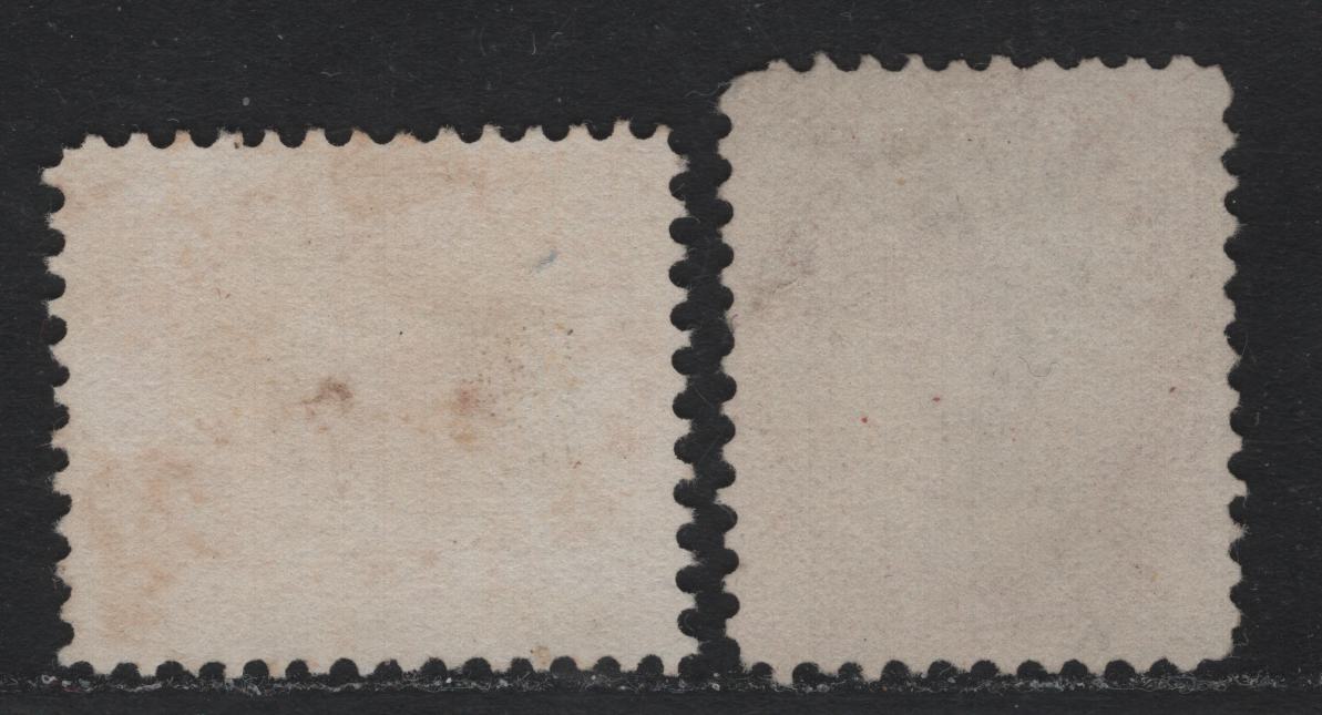 Lot 339 Canada (C) #14viii, 15 1c - 5c Rose - Vermillion , 1859-1864 First Cents Issue, 2 Very Good/Fine Used Singles, Cents-PP & Cents-E Paper, Perf 11.75x12