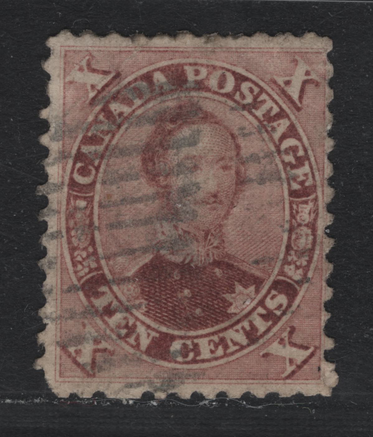 Lot 355 Canada (C) #17 10c Red Lilac , 1859-1864 First Cents Issue, A Fair Used Single, Cents-N Paper, Perf 11.75, Unusual Perf For This Shade, Usually Associated With The Last Printings.
