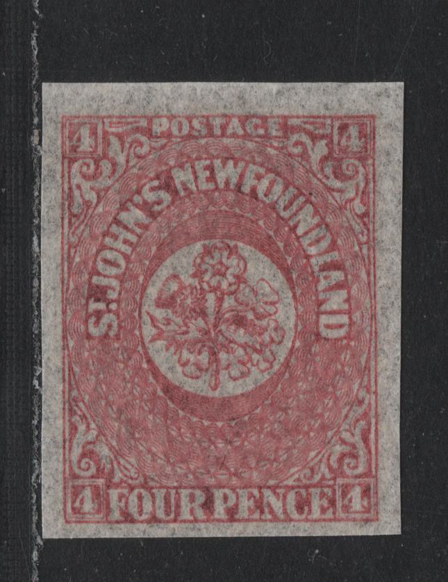 Lot 387 Newfoundland (C) #18 4d Rose , 1861-1862 Pence Issue, A SUPNH Single, Crisp, Translucent Paper, November 1861 Printing