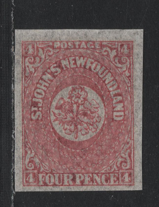 Lot 387 Newfoundland (C) #18 4d Rose , 1861-1862 Pence Issue, A SUPNH Single, Crisp, Translucent Paper, November 1861 Printing