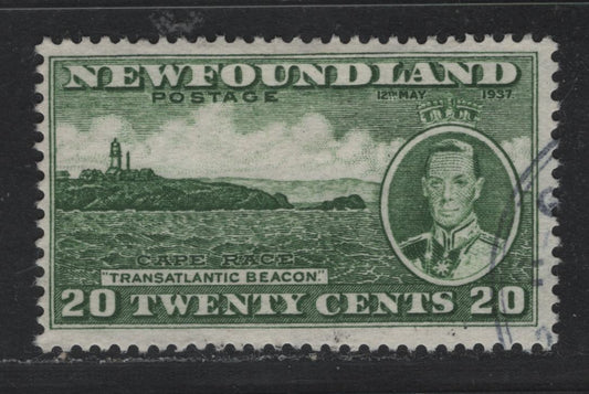 Lot 391 Newfoundland #240b 20c Bronze Green , 1937 Long Coronation Issue, A Fine Used Single, Comb Perf 13.3x13.25