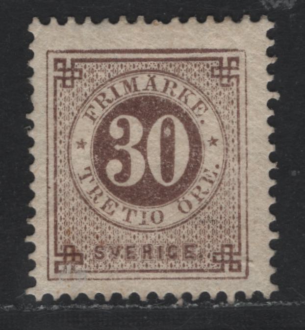 Lot 368 Sweden SC#35 (Facit 35e) 30o Brown , 1877-1879 Numeral Issue, A FOG Single, Perf 13