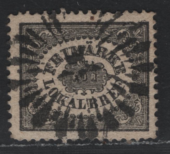 Lot 371 Sweden SC#LX1 (Facit 6a2) 1sk (3o) Black , 1856-1862 City Postage Issue, A Fine Used Single, Perf 14, Medium Thick Paper