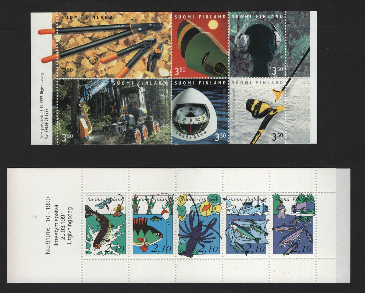 Lot 385 Finland SC#863, 1116 2.1m - 3.5m Multicolored , 1991-1999 Fishing - Finnish Product Design Issues, 2 VFNH Complete Booklets