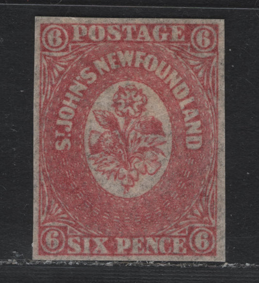 Lot 312 Newfoundland (C)#20 6d Rose , 1861-1862 Pence Issue, A VFOG Single, Crisp, Translucent Wove Paper, 1861 Printing