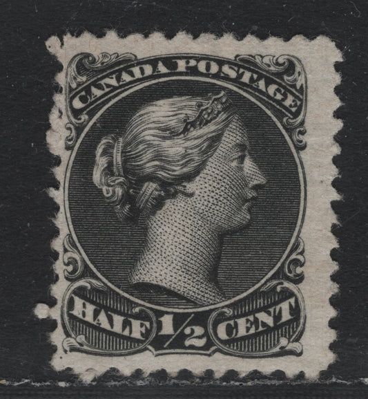 Lot 314 Canada (C)#21var 1/2c Intense Black , 1868-1876 Large Queen Issue, A Fine Unused Single, Rough Porous Soft Wove Paper (FO-L), Perf 11.8x12