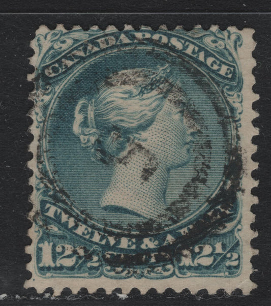Lot 315 Canada #28i 12.5c Light Blue , 1868-1876 Large Queen Issue, A Very Good Used Single, FO-Qpaper (Variant of Duckworth Paper 10), Clear Strike of #5 2 Ring Numeral Cancel For Hamilton, Minor Corner Crease At LR Corner.