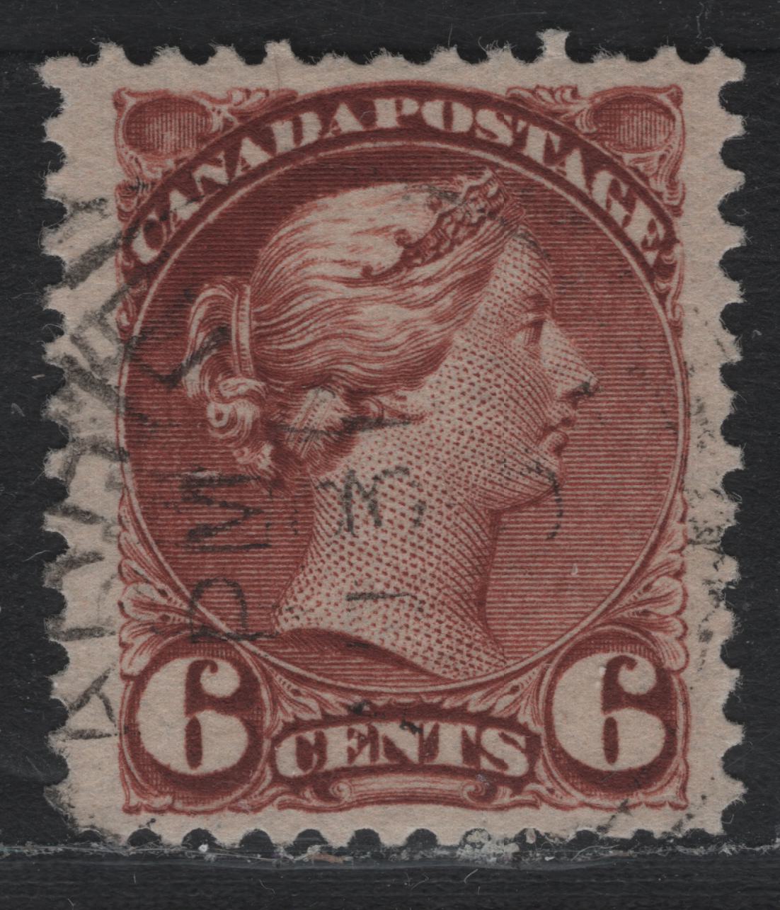 Lot 329 Canada (C)#43i 6c Chestnut , 1888-1897 Small Queen Issue, A Fine Used Single, 2O-HH Paper, Second Ottawa Printing, Perf 12x12.1.