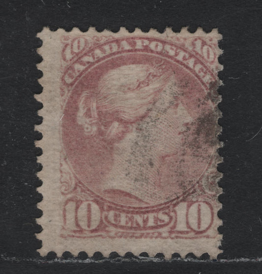 Lot 341 Canada #40i 10c Light Rose Lilac , 1870-1893 Small Queen Issue, A Very Good Used Single, Mid Montreal Printing, MM-B Paper, Perf 12.1, Face Free Cancel.