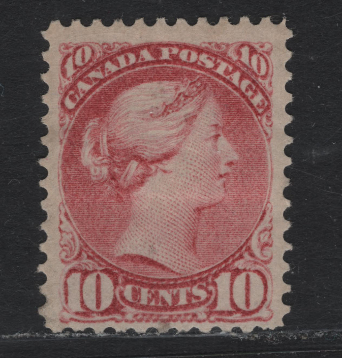Lot 344 Canada #45a 10c Dull Rose , 1888-1897 Small Queen Issue, A VGOG Single, Second Ottawa Printing, LM-O Paper, Perf 12x12.1, Very Tiny Thin Near The Hinge At Top.