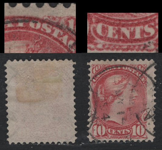 Lot 346 Canada #45a 10c Dull Rose , 1888-1897 Small Queen Issue, A Fine Used Single, Second Ottawa Printing, MG-H Paper, Perf 12, Showing Very Minor Re-Entry In The 'N' Of Cents & OS of Postage.