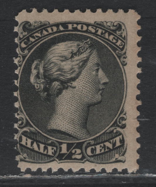 Lot 361 Canada #21i 1/2c Jet Black , 1868-1876 Large Queen Issue, A VGOG Single, As Lot 360, But With Small Gum Disturbance