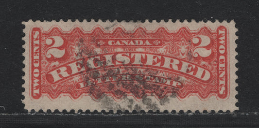 Lot 366 Canada #F1b 2c Rose Carmine , 1875-1896 Registration Issue, A Very Good Used Single, Montreal Gazette Printing, LM-I Paper, Perf 12.25x12.