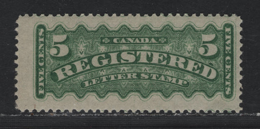 Lot 368 Canada #F2i 5c Green , 1875-1896 Registration Issue, A FOG Single, Late Montreal Printing, Paper MM-Y, Perf 12x12.1.