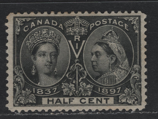 Lot 302 Canada #50 1/2c Black , 1897 Diamond Jubilee Issue, A VFOG Single, ABN-U Paper, Perf 12