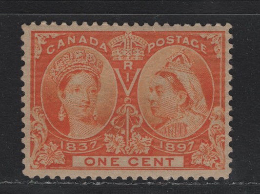 Lot 306 Canada #51i 1c Yellowish Orange , 1897 Diamond Jubilee Issue, A VFOG Single, ABN-U Paper, Perf 11.85x11.9