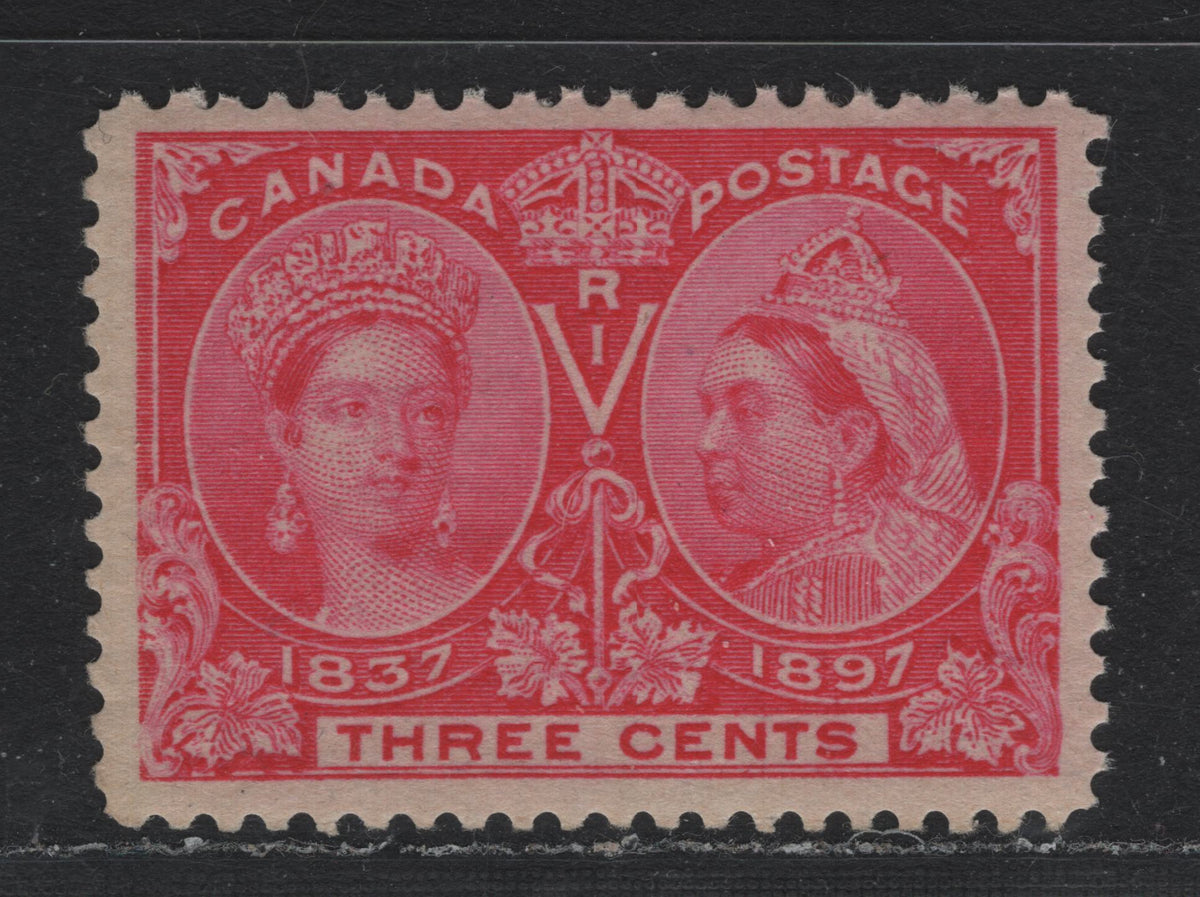 Lot 315 Canada #53i 3c Light Aniline Rose , 1897 Diamond Jubilee Issue, A VFNH Single, ABN-V Paper, Perf 12, Nicely Centered & Fresh VF Mint Example.