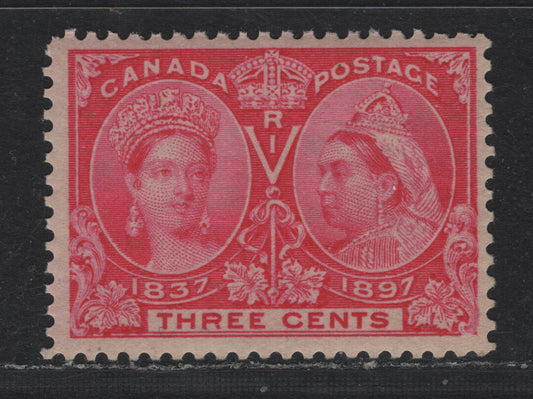 Lot 316 Canada #53i 3c Light Aniline Rose , 1897 Diamond Jubilee Issue, A FNH Single, ABN-V Paper, Perf 11.9x12