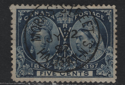 Lot 324 Canada #54 5c Dark Blue , 1897 Diamond Jubilee Issue, A Very Fine Used Single, ABN-U Paper, Perf 12, Well Centered Used Example With SON July 2 1897 Morris St. Halifax CDS Cancel.