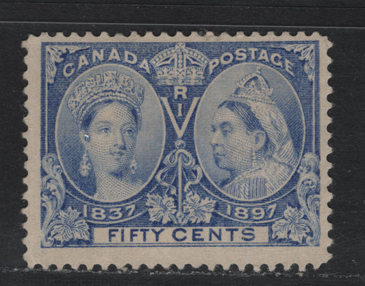 Lot 337 Canada #60 50c Ultramarine , 1897 Diamond Jubilee Issue, A Fine Unused Single, ABN-AAAA Paper, Perf 11.9x12, Only 100,000 Were Issued.