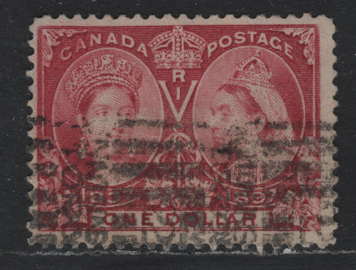 Lot 340A Canada #61 $1 Lake , 1897 Diamond Jubilee Issue, A Very Good Used Single, ABN-AAAA Paper, Slight Surface Abraisons And Moderate Toronto Roller Cancel, Only 24,900 Issued.